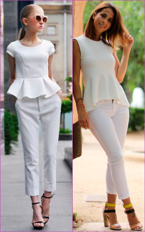 white peplum pants looks white looks - white peplum pants looks