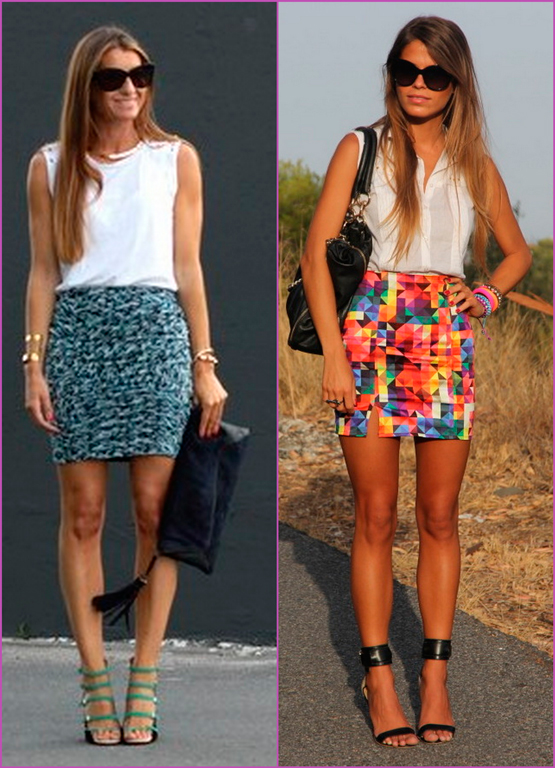 printed mini pencil skirt - falda lápiz corta estampada