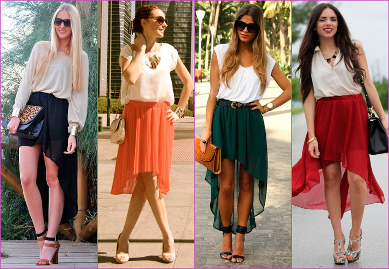 faldas-asimetricas tail hem color skirts