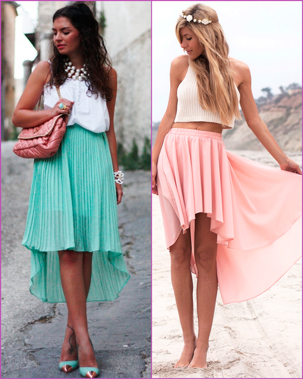 faldas-asimetricas -colores-pasteles tail-hem-pastel-skirts