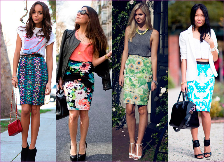 printed pencil skirt - falda lápiz estampada flores - flowers