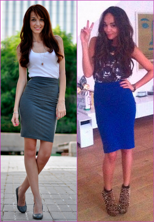 grey and blue pencil skirt - falda lápiz azul y gris pencil skirt and shirt - falda lápiz y camiseta