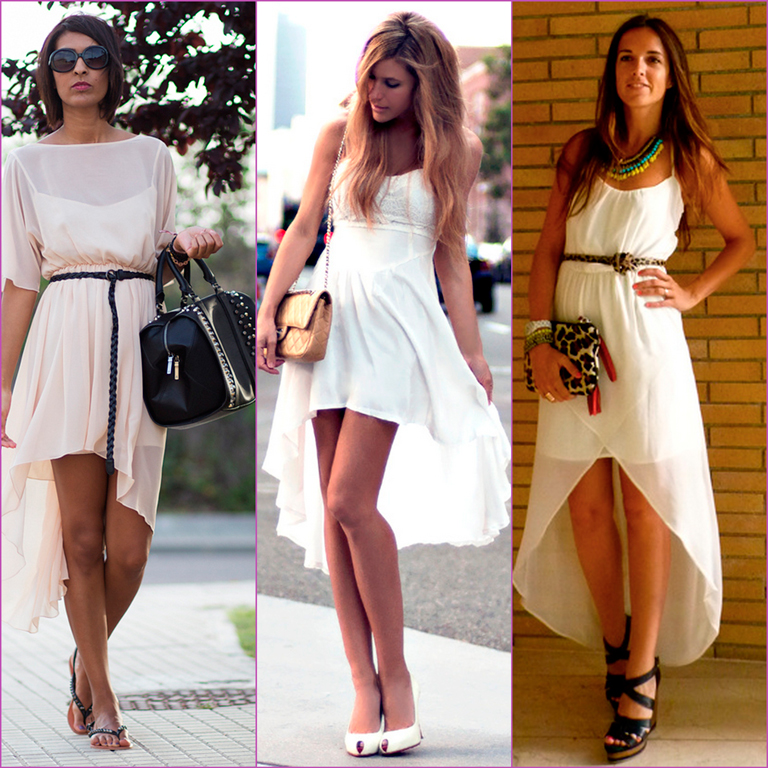 tail hem white dresses vestidos blancos asimétricos
