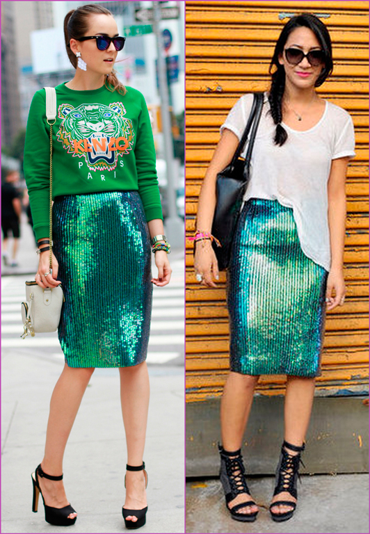 pencil sequin skirt falda lápiz de lentejuelas
