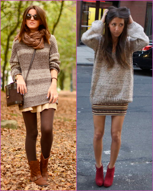 oversized sweater-mini skirt