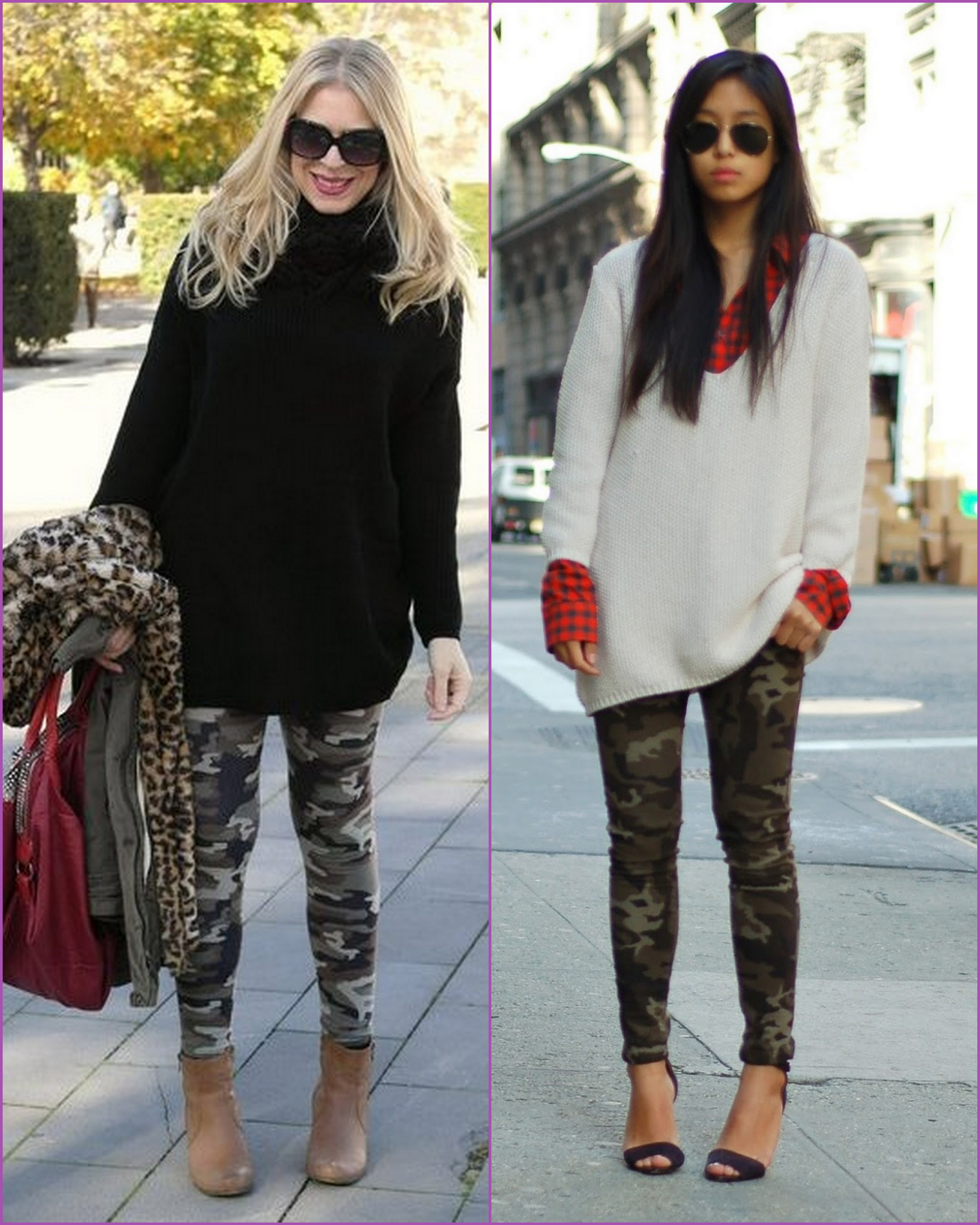 oversized sweater -camo pants